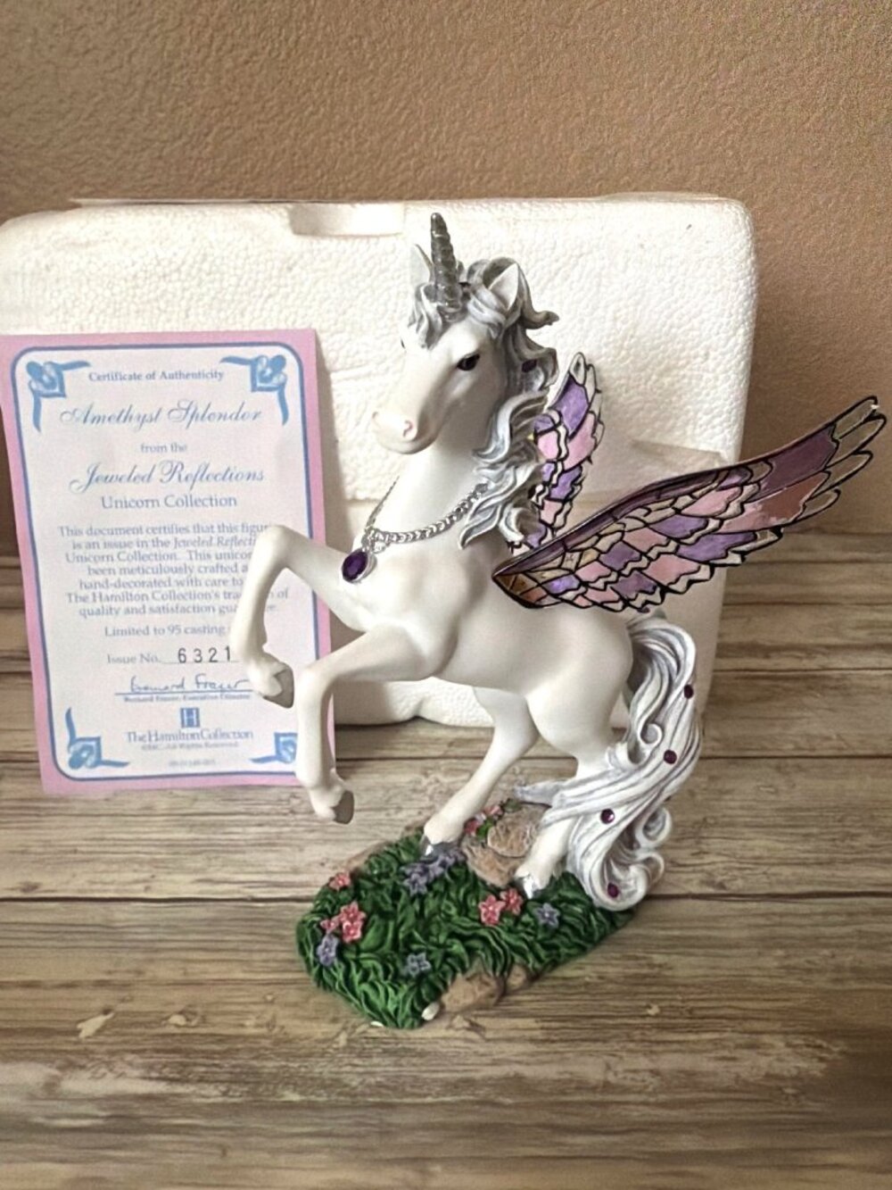 Hamilton Collection Jeweled Reflections Amethyst Splendor Unicorn w/Box & COA